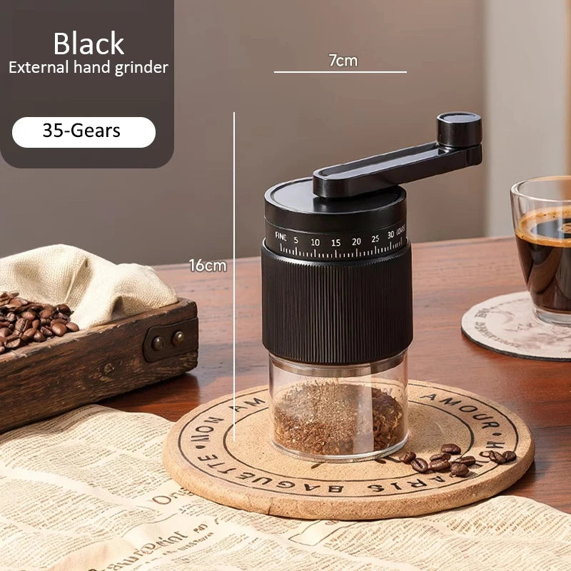 35-Gears Coffee Grinder Manual Coffee Grinder External Adjustable Professional Manual Burr Coffee Bean Grinding Machine for Home