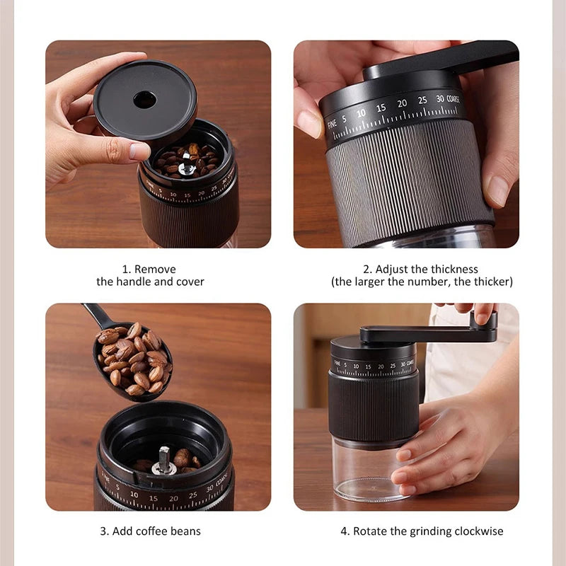 35-Gears Coffee Grinder Manual Coffee Grinder External Adjustable Professional Manual Burr Coffee Bean Grinding Machine for Home